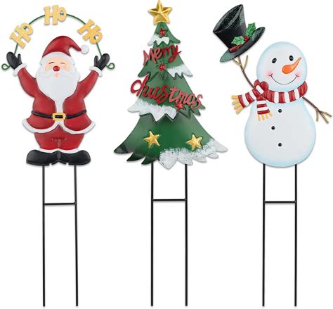 christmas metal yard stakes